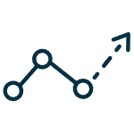 Pfeil mit Trendlinie als Symbol für stetige Weiterentwicklung